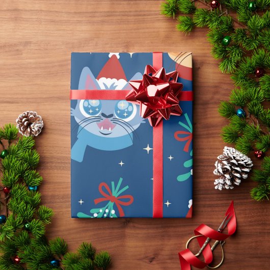 Kerstkattenpapier Cadeaupapier