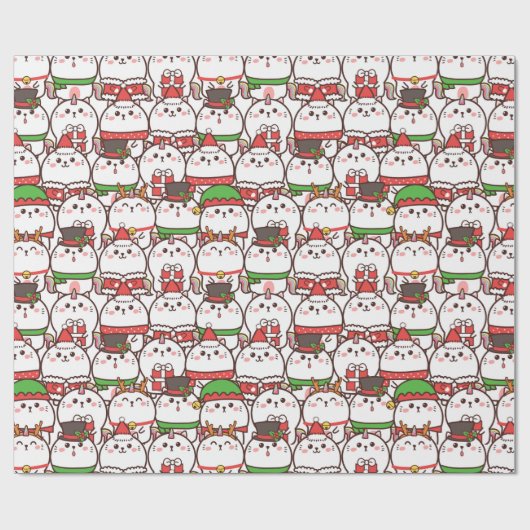 Kerstkattenpapier Cadeaupapier (Vlak)