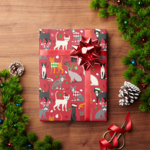 Kerstkattenpapier Cadeaupapier