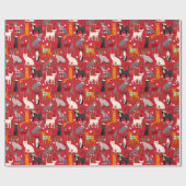 Kerstkattenpapier Cadeaupapier (Vlak)