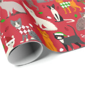 Kerstkattenpapier Cadeaupapier (Rol Hoek)