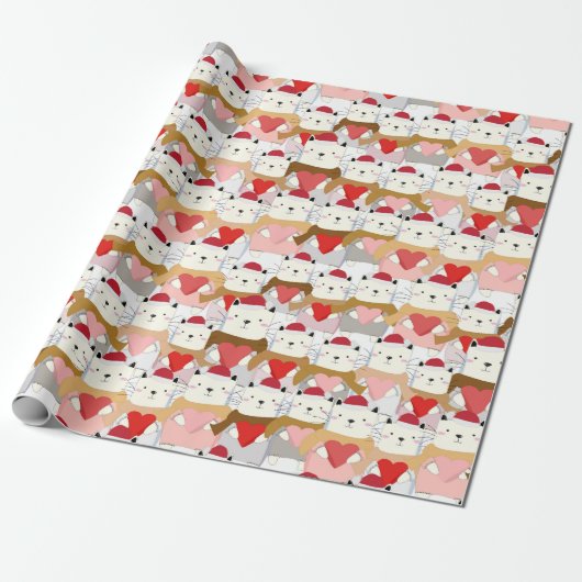 Kerstkattenpapier Cadeaupapier (Uitgerold)
