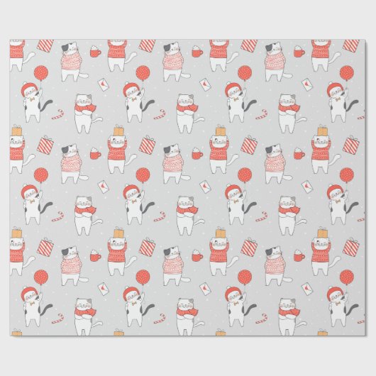 Kerstkattenpapier Cadeaupapier (Vlak)