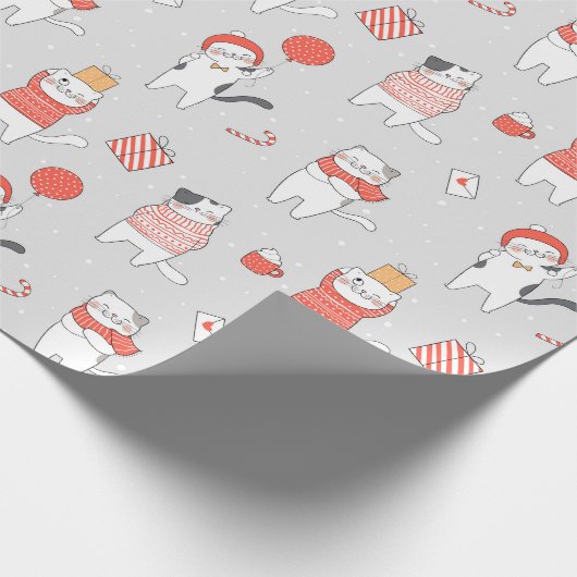 Kerstkattenpapier Cadeaupapier (Hoek)