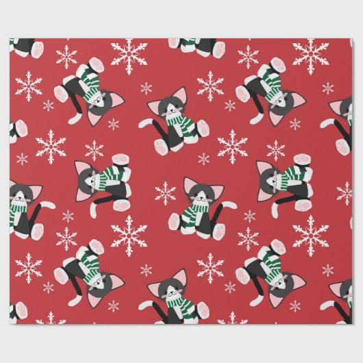 Kerstkattenpapier Cadeaupapier (Vlak)