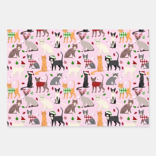 kerstkattenpasta inpakpapier vel (Voorkant 3)