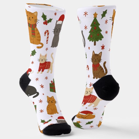 Kerstkattenpatroon Soks Sokken (Gebogen)