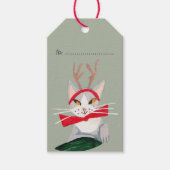 Kerstkattenrendierfeestdag Cadeaulabel (Voorkant)