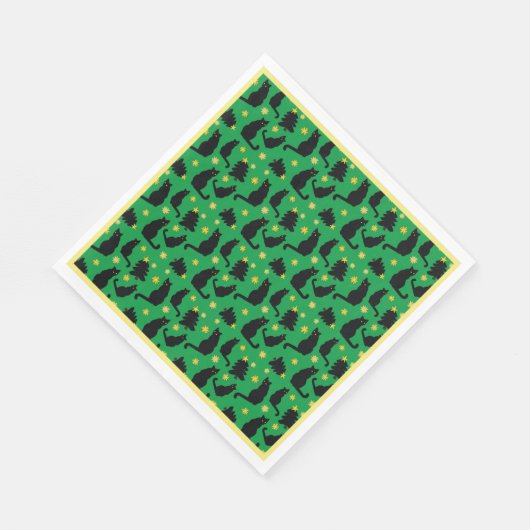 Kerstkattenstaren en -bomen servet (Hoek)