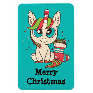 KerstKawaii Unicorn Magneet