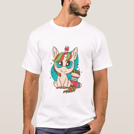 KerstKawaii Unicorn T-shirt (Voorkant)