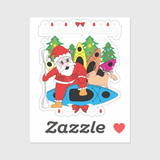 KerstKayak Lover Santa Kayaker Xmas Kayaking Sticker (Vel)