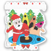 KerstKayak Lover Santa Kayaker Xmas Kayaking Sticker (Voorkant)