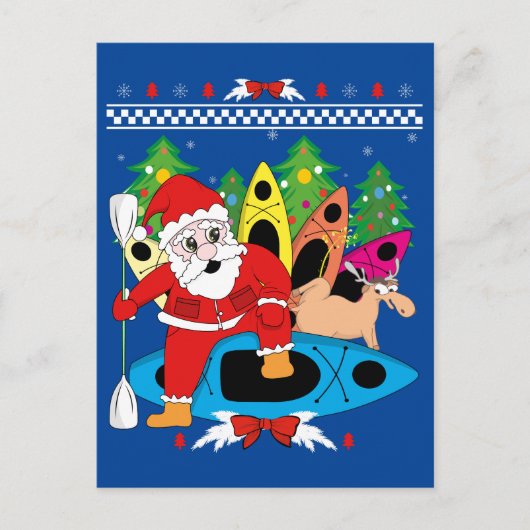KerstKayak Santa Kayaker Xmas Kayaking Lover Briefkaart (Voorkant)