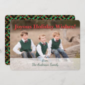 KerstKeltische Holly Wreath Pattern - Gepersonalis Feestdagenkaart (Voorkant / Achterkant)