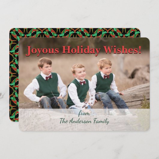 KerstKeltische Holly Wreath Pattern - Gepersonalis Feestdagenkaart (Voorkant / Achterkant)