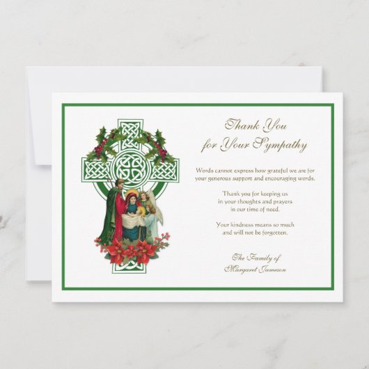 KerstKeltische KruisIers condoleances Dank u wel Bedankkaart (Voorkant)