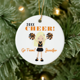 Kerstkeramiek met tweeslachtig Cute Blonde Cheerle Keramisch Ornament