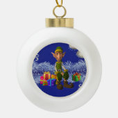 Kerstkeramisch Ornament, Elf Keramische Bal Ornament (Voorkant)