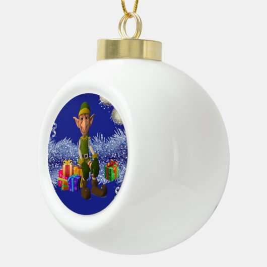 Kerstkeramisch Ornament, Elf Keramische Bal Ornament (Rechts)