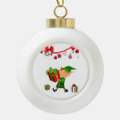 Kerstkeramisch Ornament, Elf Keramische Bal Ornament (Voorkant)