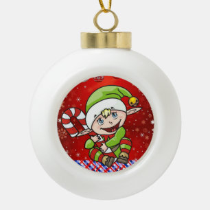 Kerstkeramisch Ornament, Elf Keramische Bal Ornament