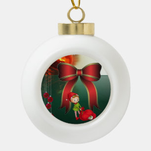 Kerstkeramisch Ornament, Elf Keramische Bal Ornament