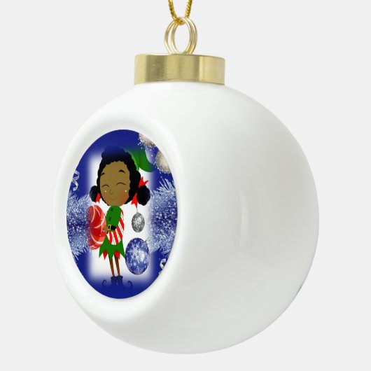 Kerstkeramisch Ornament, Elf Keramische Bal Ornament (Rechts)
