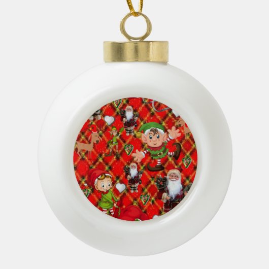 Kerstkeramisch Ornament, Elf Keramische Bal Ornament (Voorkant)