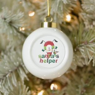 Kerstkeramisch Ornament, kerstman Helper Elf Keramische Bal Ornament