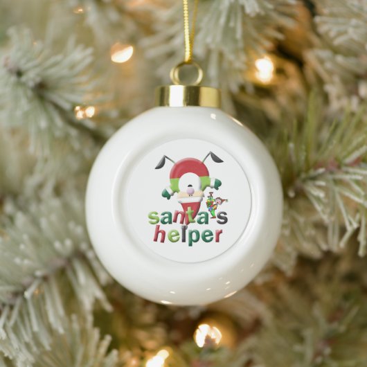 Kerstkeramisch Ornament, kerstman Helper Elf Keramische Bal Ornament (Boom)