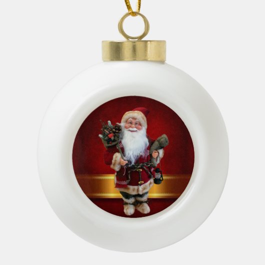 Kerstkeramisch Ornament, Kerstman Keramische Bal Ornament (Voorkant)