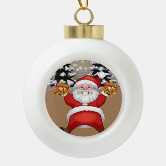 Kerstkeramisch Ornament, Kerstman Keramische Bal Ornament (Voorkant)