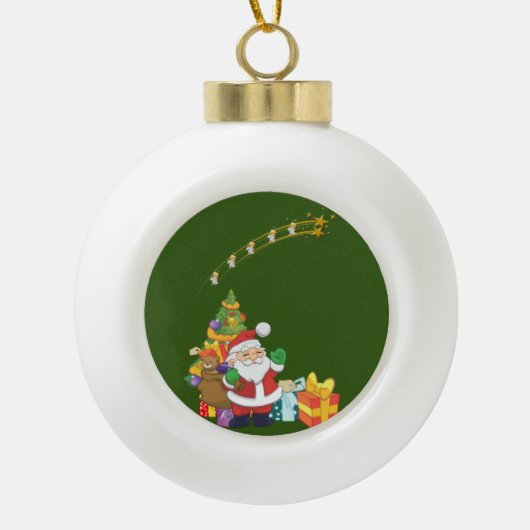 Kerstkeramisch Ornament, Kerstman Keramische Bal Ornament (Voorkant)