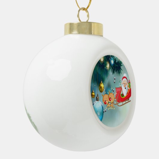 Kerstkeramisch Ornament, Kerstman Keramische Bal Ornament (Links)
