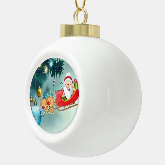 Kerstkeramisch Ornament, Kerstman Keramische Bal Ornament (Rechts)