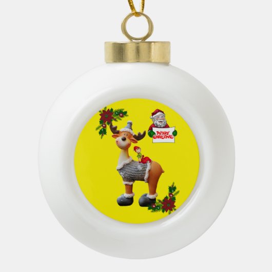 Kerstkeramisch Ornament, Kerstman Keramische Bal Ornament (Voorkant)