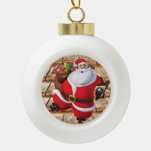 Kerstkeramisch Ornament, Kerstman Keramische Bal Ornament (Voorkant)