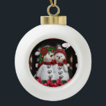 Kerstkeramisch Ornament, Snowman Keramische Bal Ornament<br><div class="desc">Keramische kerstbal versiering decorate je mooie kerstboom met een soort aangepast versieringsmiddel. Iets voor iedereen,  Maria lurdis afonso,  https://www.zazzle.com/succeedinbeautybarb</div>