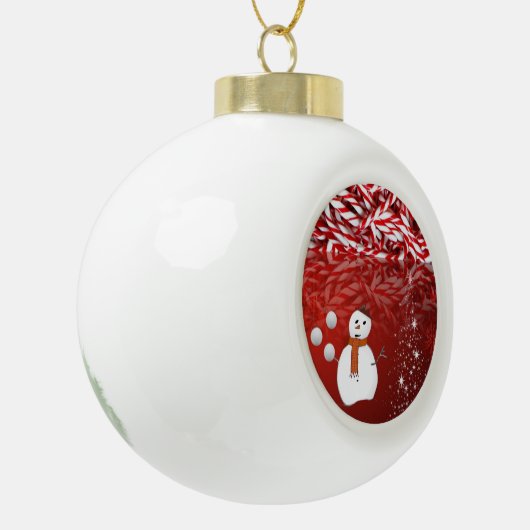 Kerstkeramisch Ornament, Snowman Keramische Bal Ornament (Links)