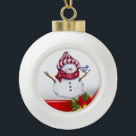 Kerstkeramisch Ornament, Snowman Keramische Bal Ornament<br><div class="desc">Keramische kerstbal versiering decorate je mooie kerstboom met een soort aangepast versieringsmiddel. Iets voor iedereen,  Maria lurdis afonso,  https://www.zazzle.com/succeedinbeautybarb</div>