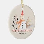  kerstkeramische feestdag Snowman Keramisch Ornament (Rechts)