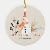  kerstkeramische feestdag Snowman Keramisch Ornament (Voorkant)