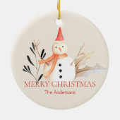  kerstkeramische feestdag Snowman Keramisch Ornament (Achterkant)