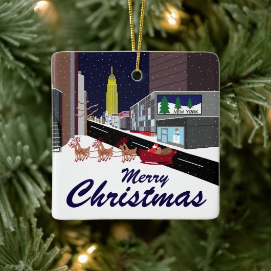 Kerstkeramische kerstversiering in New York Keramisch Ornament (Boom)