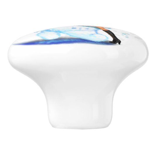 Kerstkeramische Knob Snowman en Girl Dance Keramische Knop (Zijkant)