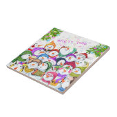 Kerstkeramische Tegel - Gelukkig Snowmans feest Tegeltje (Zijkant)