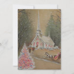 kerstkerk feestdagenkaart<br><div class="desc">roze kerstboom en kerkfeestkaart.</div>