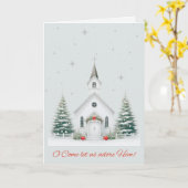 Kerstkerk Kerstkaart Kaart (Gele Bloem)