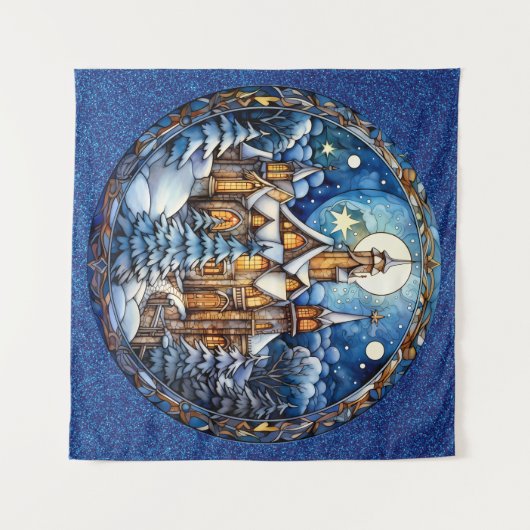 Kerstkerk Tapestry Wandkleed (Voorkant (horizontaal))